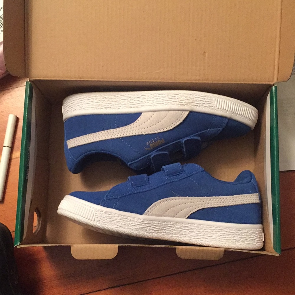 Boys Puma Blue Suede 2 Straps UK 12